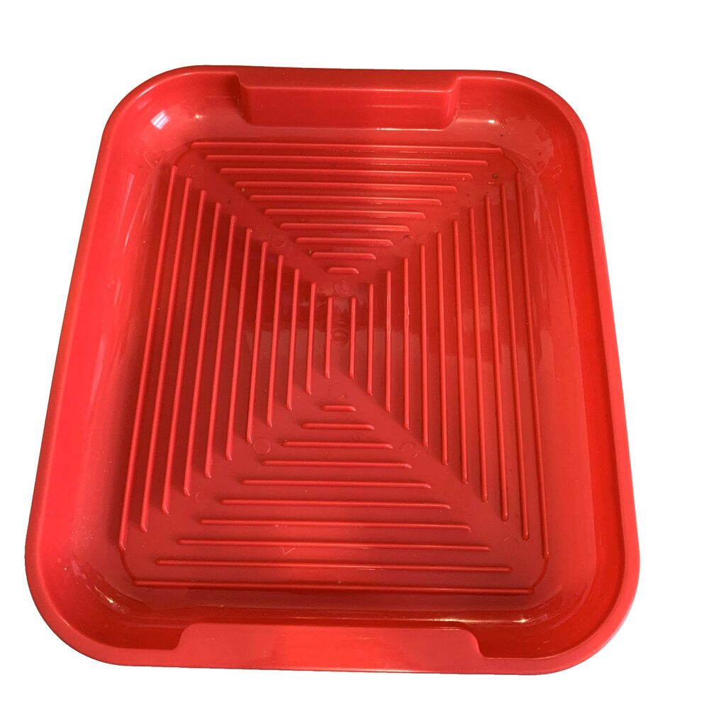 Good Cook Microwave Grill For Bacon Sausage Easy Drain Rib Design Red 12"x10"